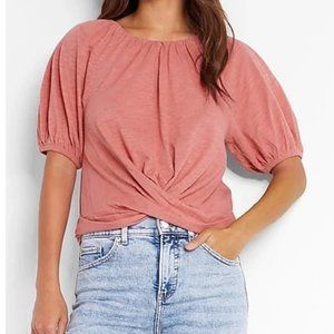 NWT Express Front Twist Tee Coral Blush Size XS